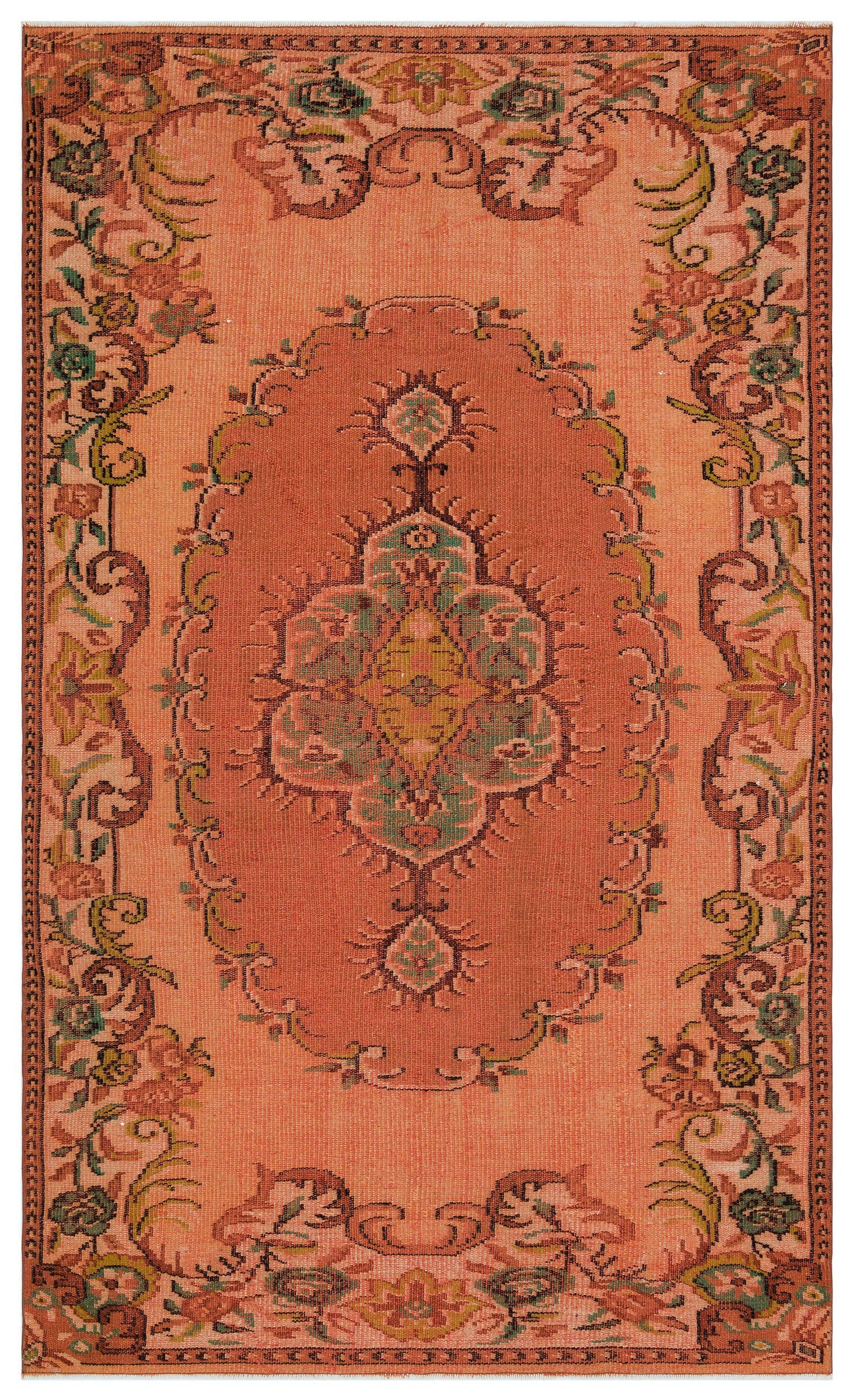 Orange Over Dyed Vintage Rug 5'0'' x 8'6'' ft 153 x 259 cm