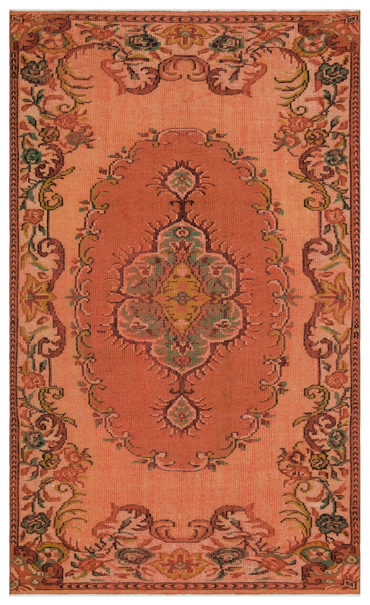 Orange Over Dyed Vintage Rug 5&#39;0&#39;&#39; x 8&#39;6&#39;&#39; ft 153 x 259 cm