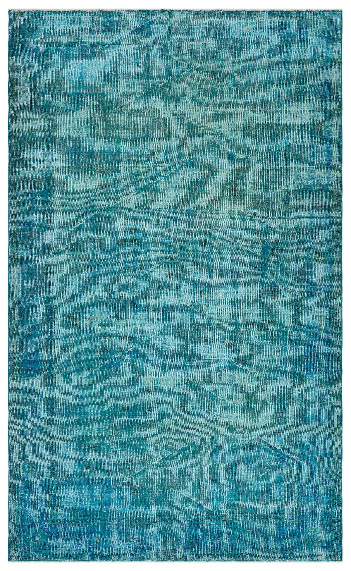 Turquoise Over Dyed Vintage Rug 5&#39;7&#39;&#39; x 9&#39;1&#39;&#39; ft 170 x 278 cm
