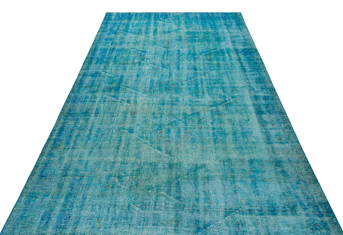 Turquoise Over Dyed Vintage Rug 5&#39;7&#39;&#39; x 9&#39;1&#39;&#39; ft 170 x 278 cm
