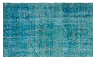 Turquoise Over Dyed Vintage Rug 5'7'' x 9'1'' ft 170 x 278 cm