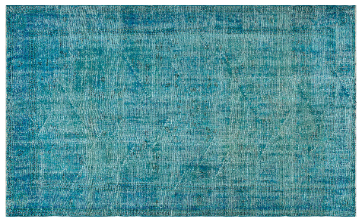 Turquoise Over Dyed Vintage Rug 5&#39;7&#39;&#39; x 9&#39;1&#39;&#39; ft 170 x 278 cm