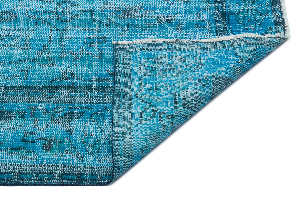 Retro Design Turquoise Over Dyed Vintage Rug 6&#39;5&#39;&#39; x 9&#39;1&#39;&#39; ft 195 x 277 cm