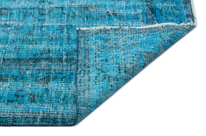 Retro Design Turquoise Over Dyed Vintage Rug 6'5'' x 9'1'' ft 195 x 277 cm