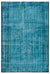 Retro Design Turquoise Over Dyed Vintage Rug 6'5'' x 9'1'' ft 195 x 277 cm