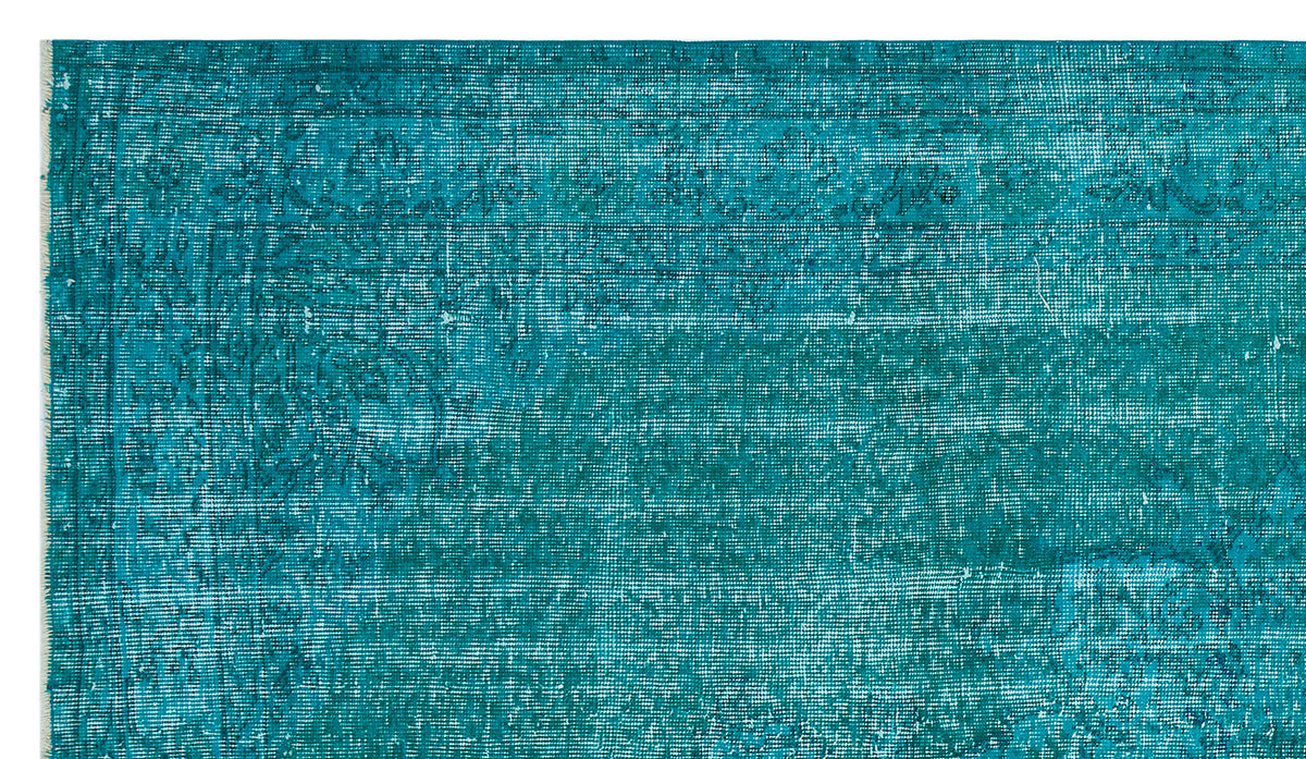 Turquoise Over Dyed Vintage Rug 4&#39;11&#39;&#39; x 8&#39;9&#39;&#39; ft 150 x 267 cm