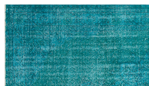 Turquoise Over Dyed Vintage Rug 4'11'' x 8'9'' ft 150 x 267 cm