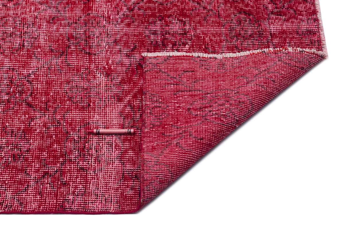 Red Over Dyed Vintage Rug 6&#39;9&#39;&#39; x 10&#39;9&#39;&#39; ft 205 x 328 cm