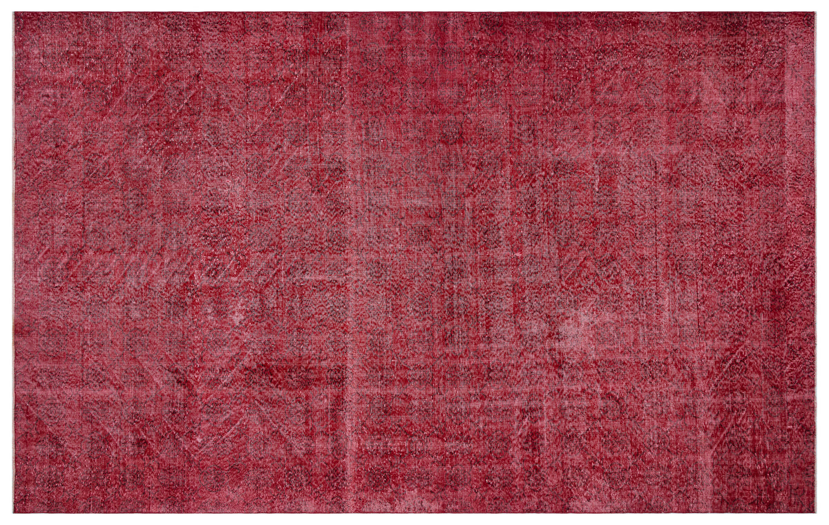 Red Over Dyed Vintage Rug 6&#39;9&#39;&#39; x 10&#39;9&#39;&#39; ft 205 x 328 cm