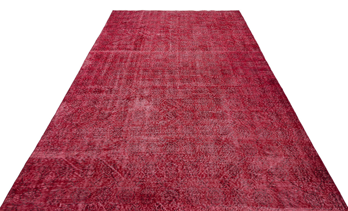 Red Over Dyed Vintage Rug 6&#39;9&#39;&#39; x 10&#39;9&#39;&#39; ft 205 x 328 cm