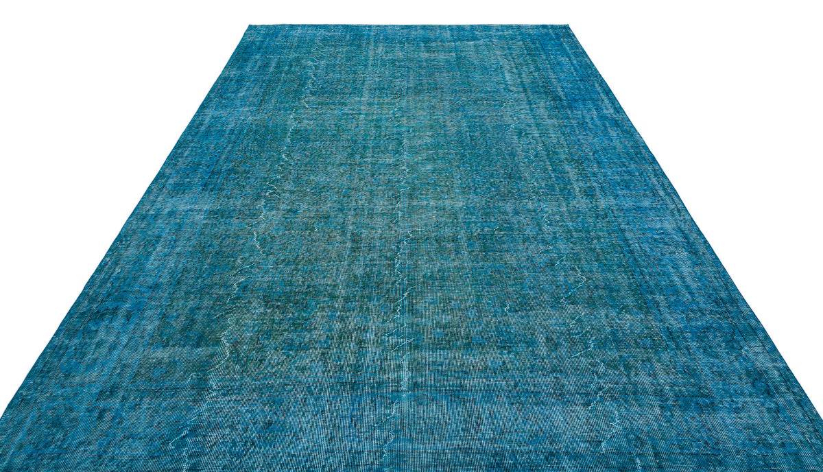 Turquoise Over Dyed Vintage Rug 7&#39;7&#39;&#39; x 10&#39;3&#39;&#39; ft 231 x 313 cm