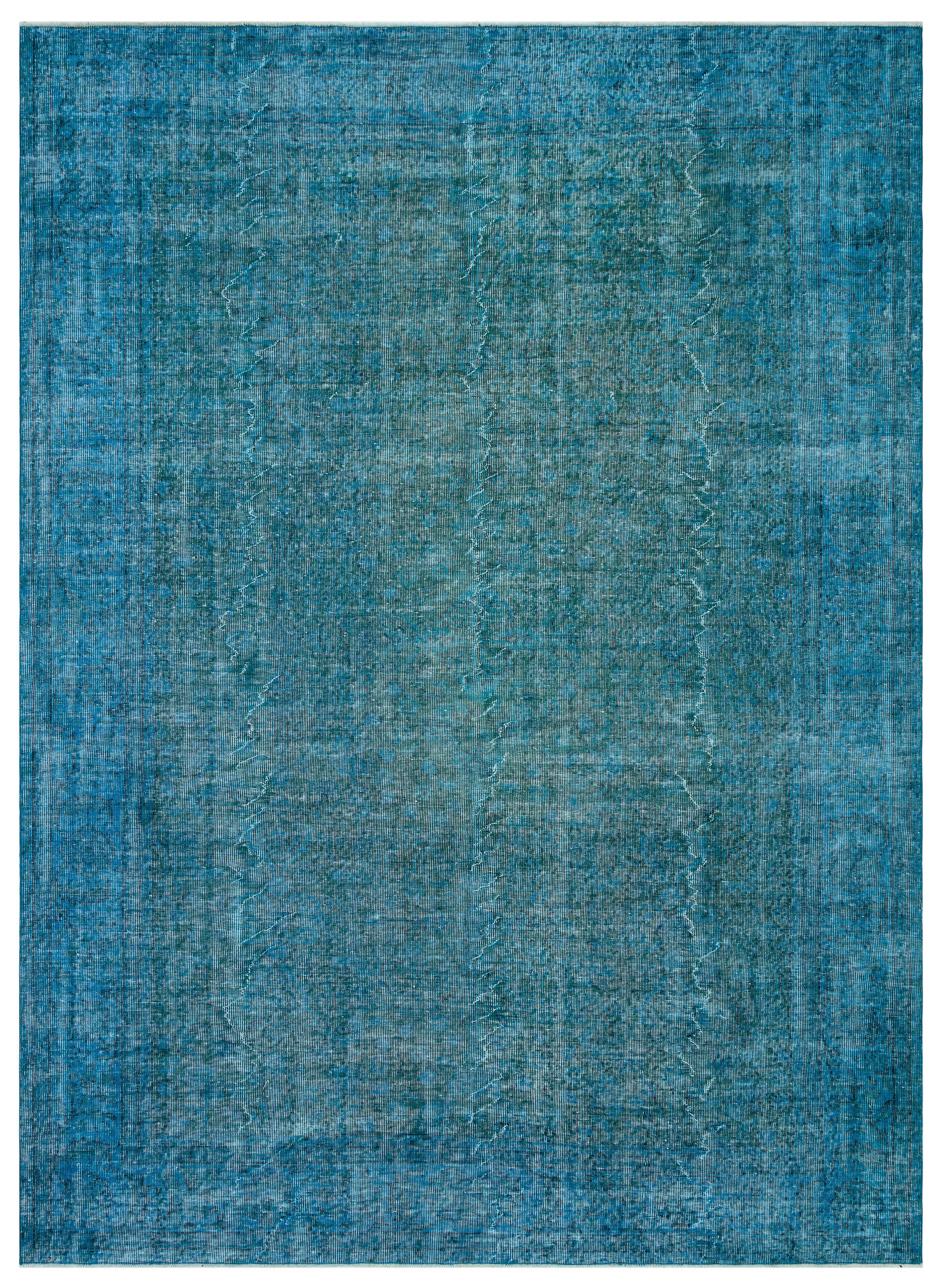 Turquoise Over Dyed Vintage Rug 7'7'' x 10'3'' ft 231 x 313 cm