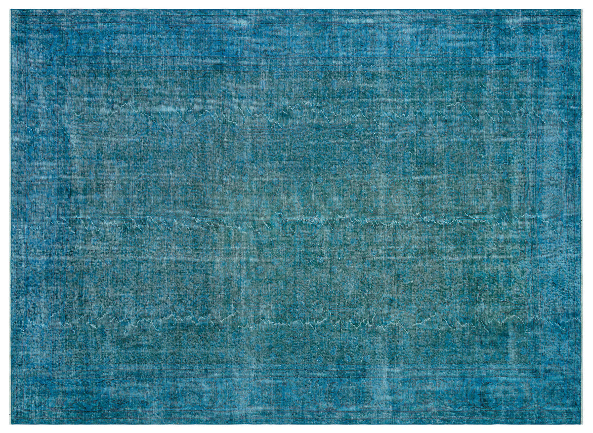 Turquoise Over Dyed Vintage Rug 7&#39;7&#39;&#39; x 10&#39;3&#39;&#39; ft 231 x 313 cm
