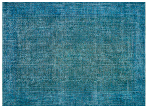 Turquoise Over Dyed Vintage Rug 7'7'' x 10'3'' ft 231 x 313 cm