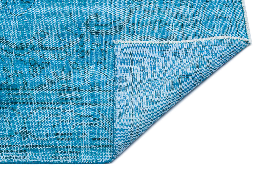 Traditional Design Turquoise Over Dyed Vintage Rug 4'9'' x 8'11'' ft 146 x 272 cm