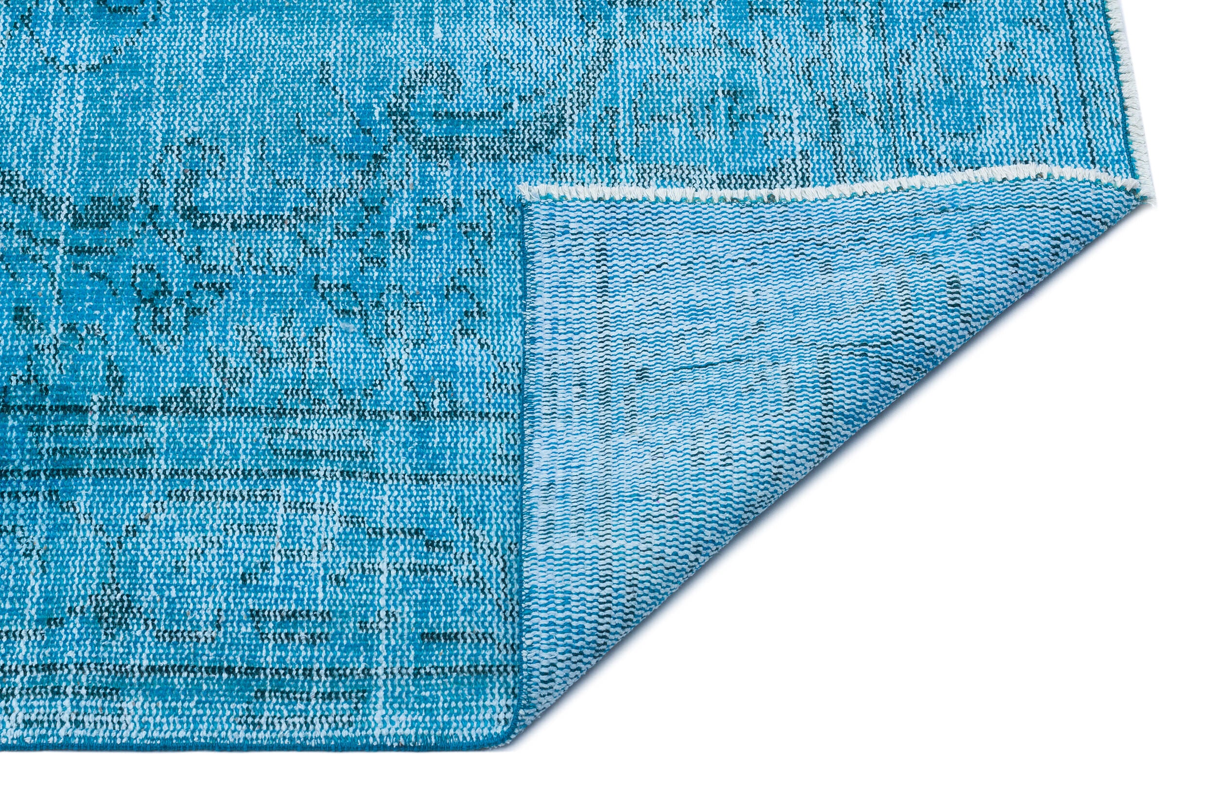 Traditional Design Turquoise Over Dyed Vintage Rug 4'9'' x 8'11'' ft 146 x 272 cm
