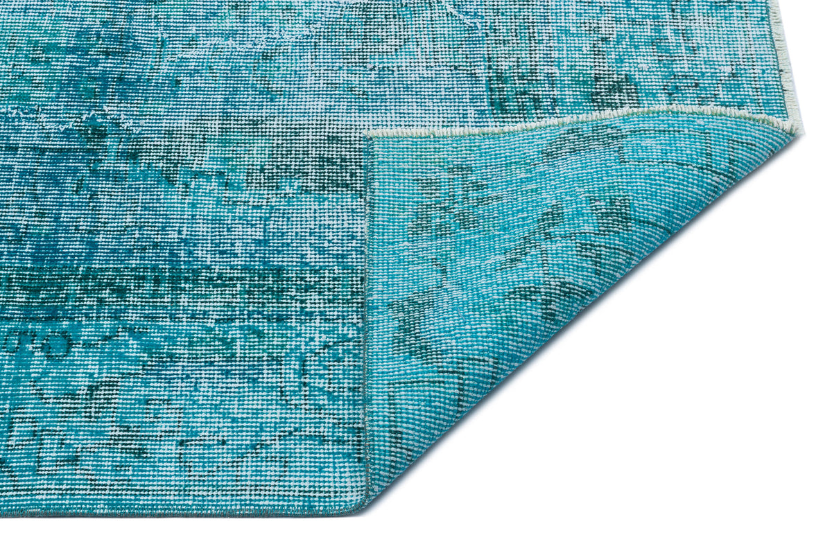 Turquoise Over Dyed Vintage Rug 6&#39;11&#39;&#39; x 10&#39;2&#39;&#39; ft 212 x 311 cm