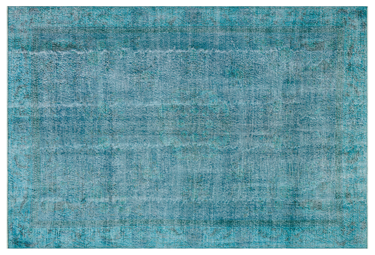 Turquoise Over Dyed Vintage Rug 6&#39;11&#39;&#39; x 10&#39;2&#39;&#39; ft 212 x 311 cm