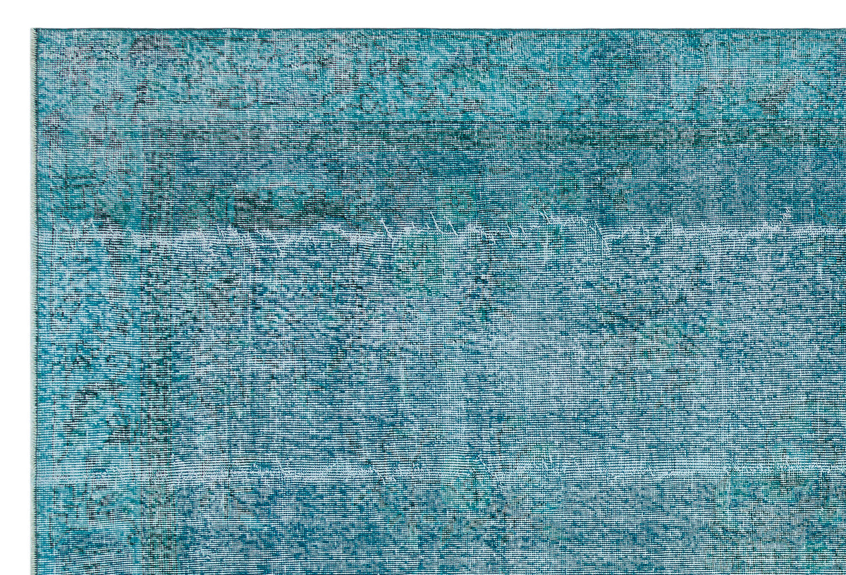 Turquoise Over Dyed Vintage Rug 6&#39;11&#39;&#39; x 10&#39;2&#39;&#39; ft 212 x 311 cm