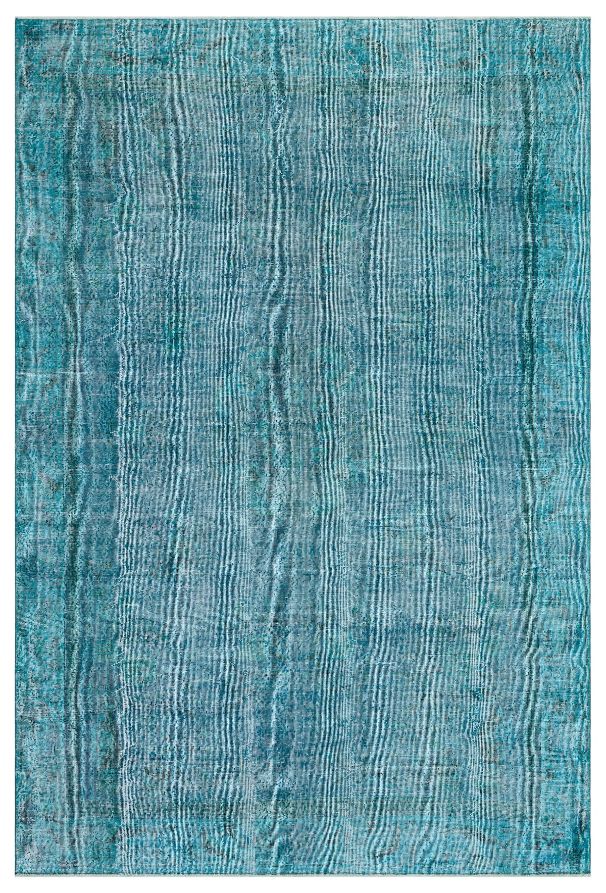 Turquoise Over Dyed Vintage Rug 6&#39;11&#39;&#39; x 10&#39;2&#39;&#39; ft 212 x 311 cm