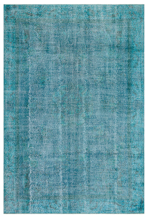 Turquoise Over Dyed Vintage Rug 6'11'' x 10'2'' ft 212 x 311 cm
