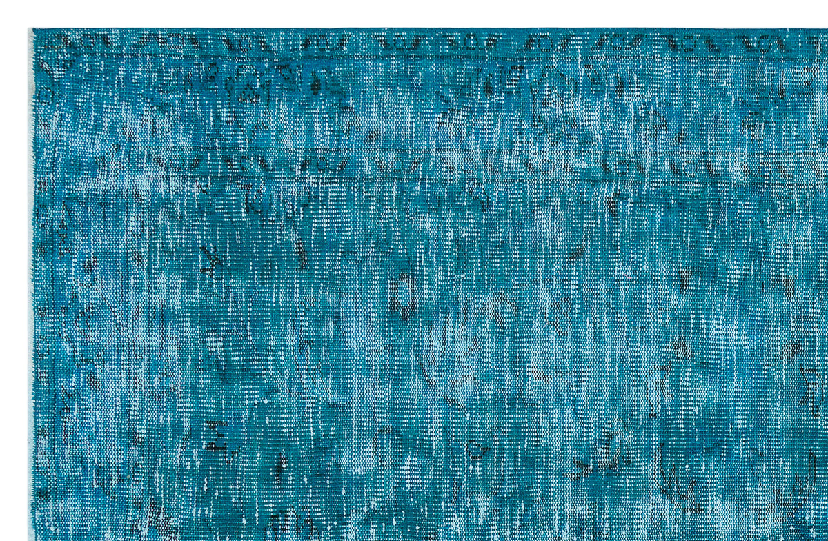 Retro Design Turquoise Over Dyed Vintage Rug 4&#39;11&#39;&#39; x 7&#39;8&#39;&#39; ft 150 x 234 cm