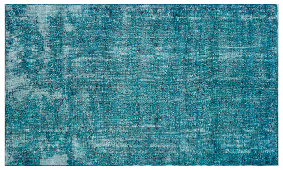 Turquoise Over Dyed Vintage Rug 4&#39;11&#39;&#39; x 8&#39;6&#39;&#39; ft 150 x 258 cm