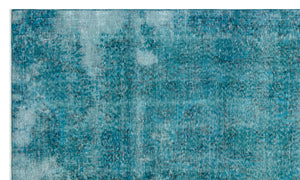 Turquoise Over Dyed Vintage Rug 4'11'' x 8'6'' ft 150 x 258 cm