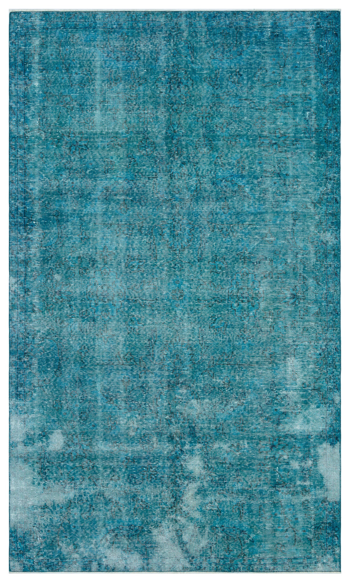 Turquoise Over Dyed Vintage Rug 4&#39;11&#39;&#39; x 8&#39;6&#39;&#39; ft 150 x 258 cm
