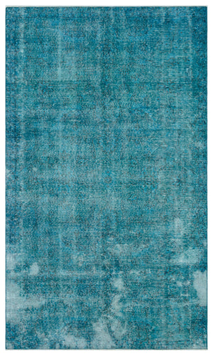 Turquoise Over Dyed Vintage Rug 4'11'' x 8'6'' ft 150 x 258 cm