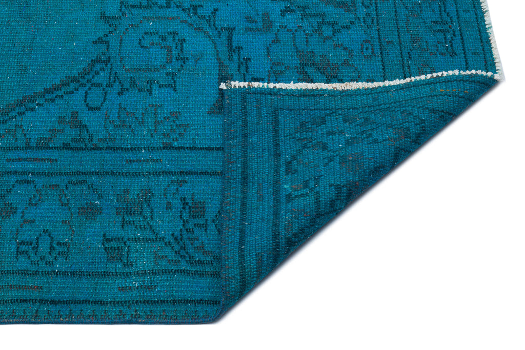 Traditional Design Turquoise Over Dyed Vintage Rug 6'2'' x 9'4'' ft 187 x 285 cm