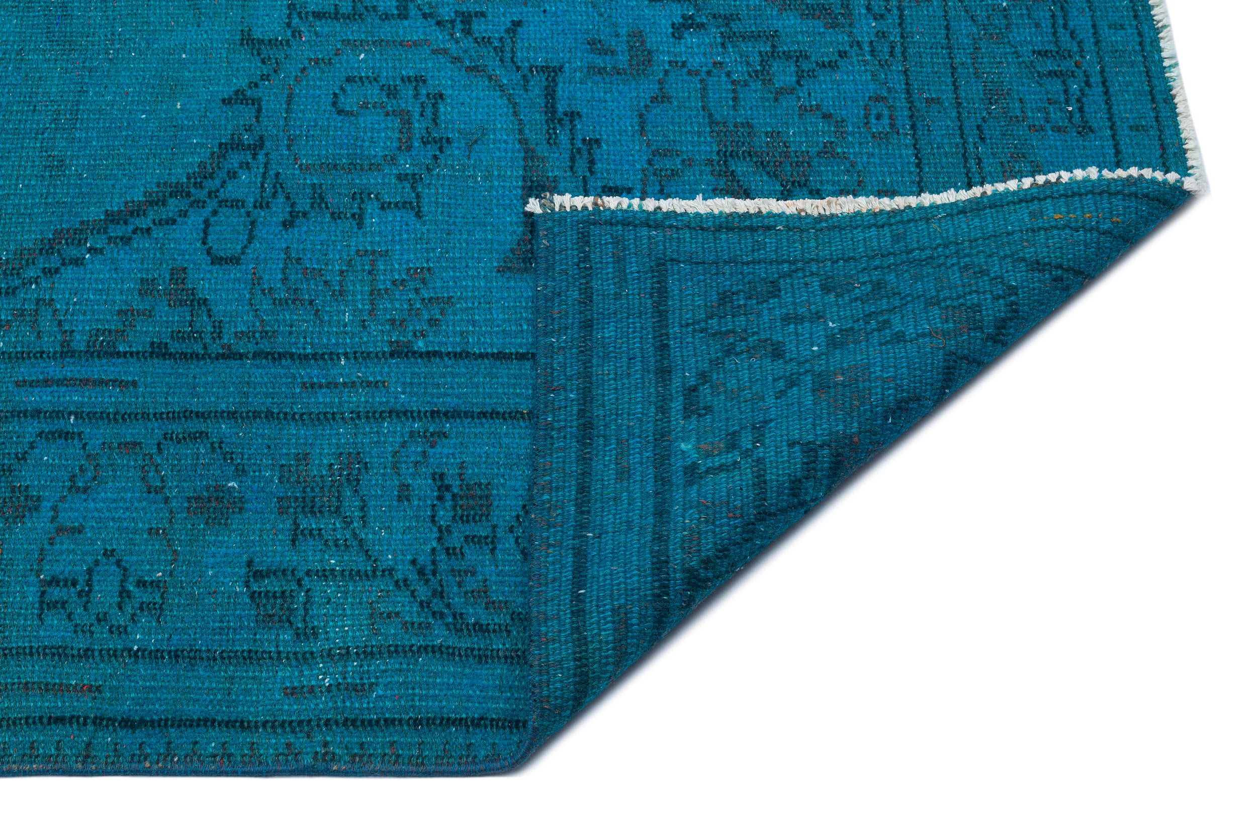 Traditional Design Turquoise Over Dyed Vintage Rug 6'2'' x 9'4'' ft 187 x 285 cm