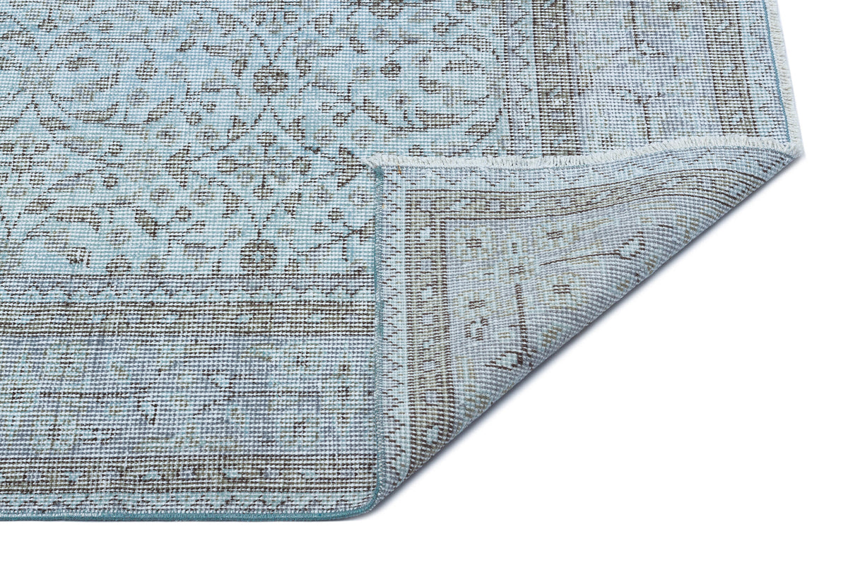 Retro Design Blue Over Dyed Vintage Rug 5&#39;5&#39;&#39; x 8&#39;6&#39;&#39; ft 166 x 260 cm