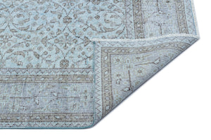 Retro Design Blue Over Dyed Vintage Rug 5'5'' x 8'6'' ft 166 x 260 cm