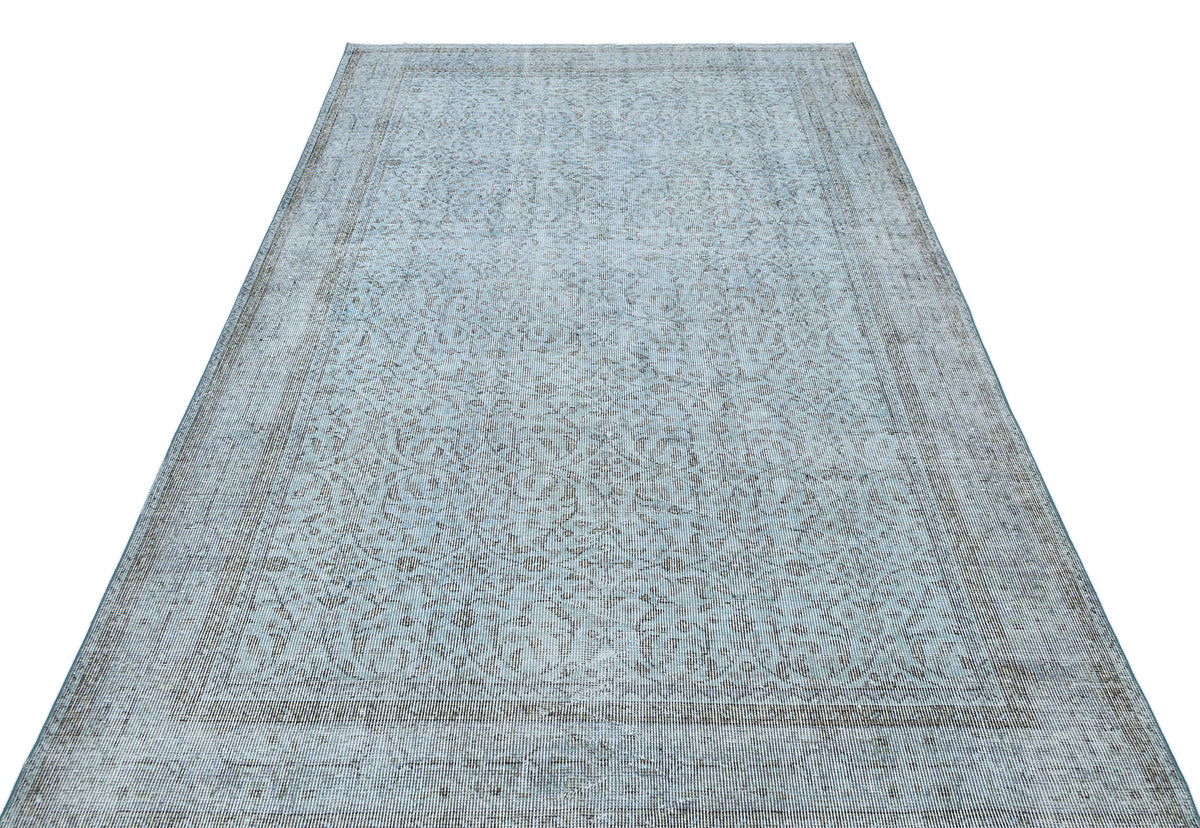 Retro Design Blue Over Dyed Vintage Rug 5&#39;5&#39;&#39; x 8&#39;6&#39;&#39; ft 166 x 260 cm