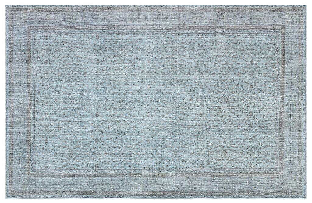 Retro Design Blue Over Dyed Vintage Rug 5'5'' x 8'6'' ft 166 x 260 cm