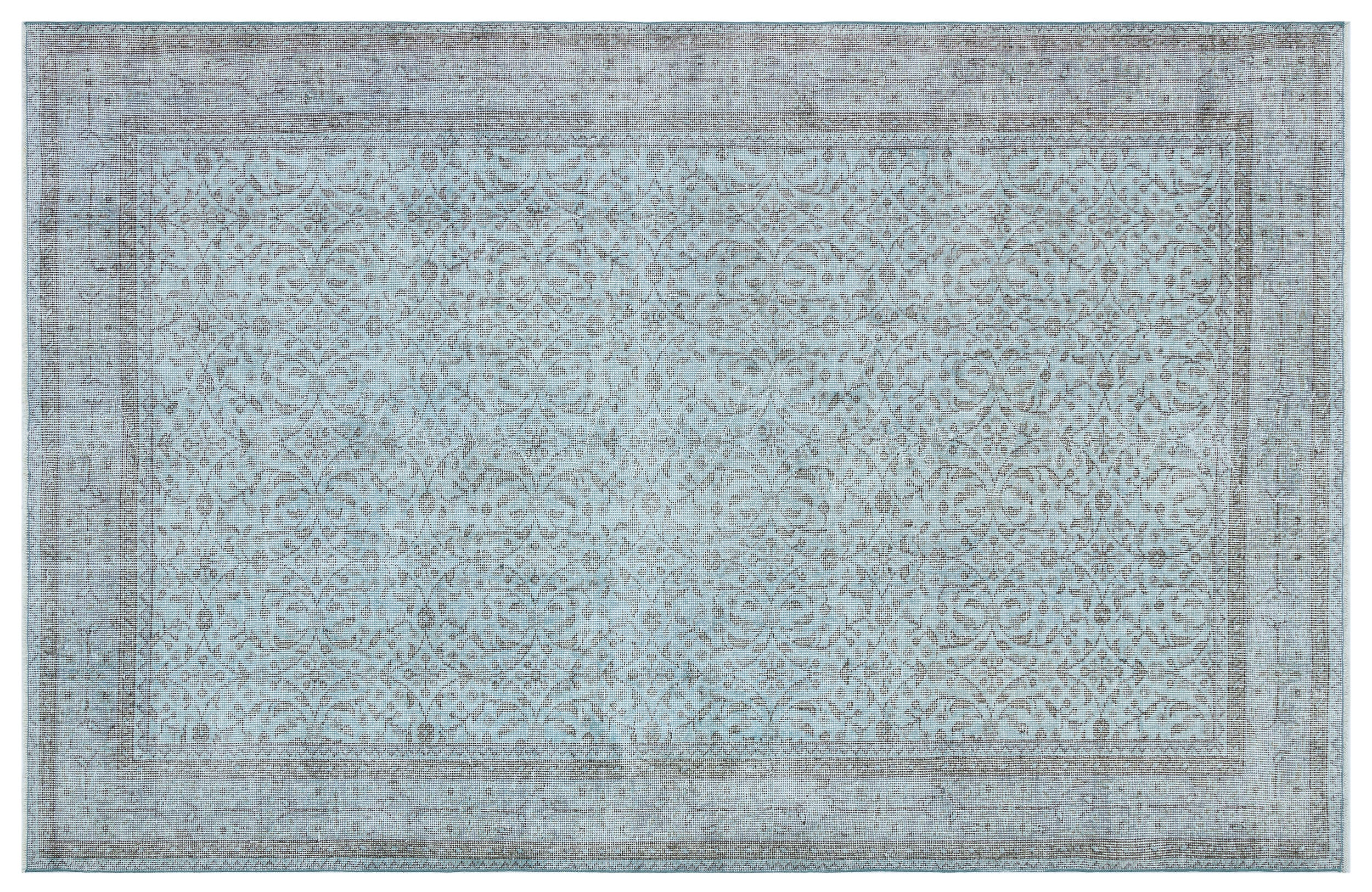 Retro Design Blue Over Dyed Vintage Rug 5'5'' x 8'6'' ft 166 x 260 cm