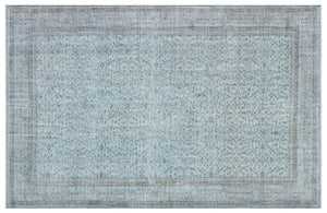 Retro Design Blue Over Dyed Vintage Rug 5'5'' x 8'6'' ft 166 x 260 cm