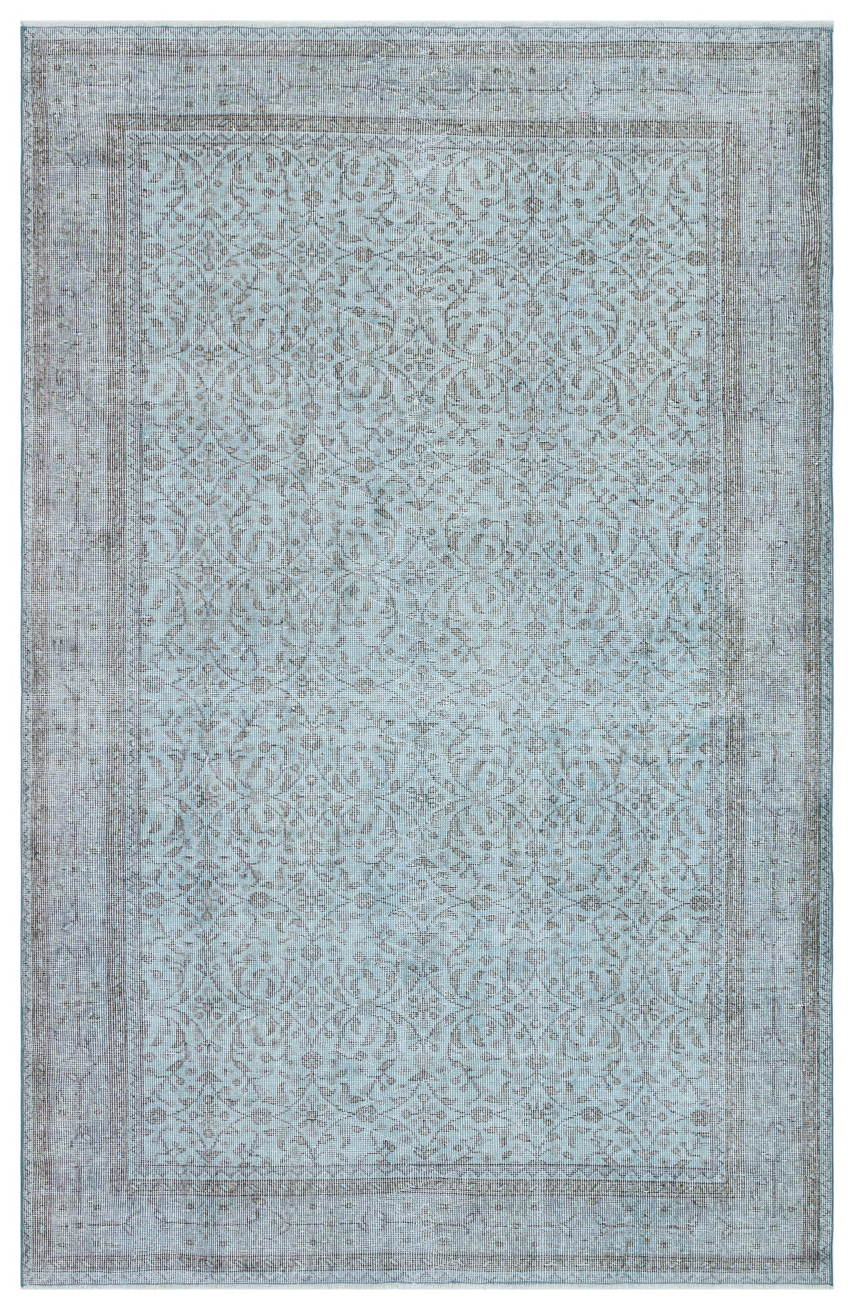 Retro Design Blue Over Dyed Vintage Rug 5&#39;5&#39;&#39; x 8&#39;6&#39;&#39; ft 166 x 260 cm