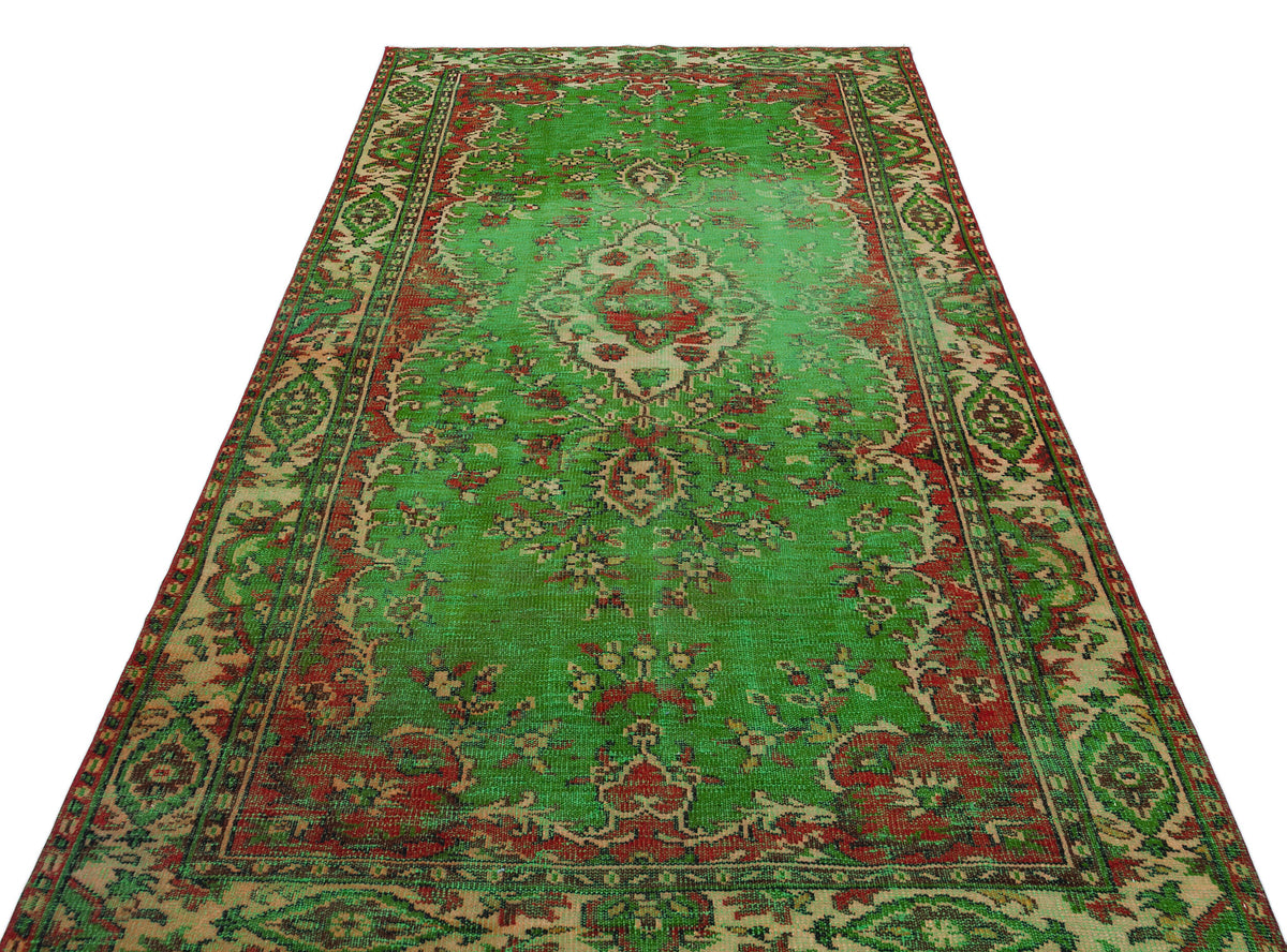 Traditional Design Natural Aged Green Vintage Rug 5&#39;2&#39;&#39; x 9&#39;4&#39;&#39; ft 158 x 285 cm