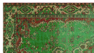 Traditional Design Natural Aged Green Vintage Rug 5'2'' x 9'4'' ft 158 x 285 cm