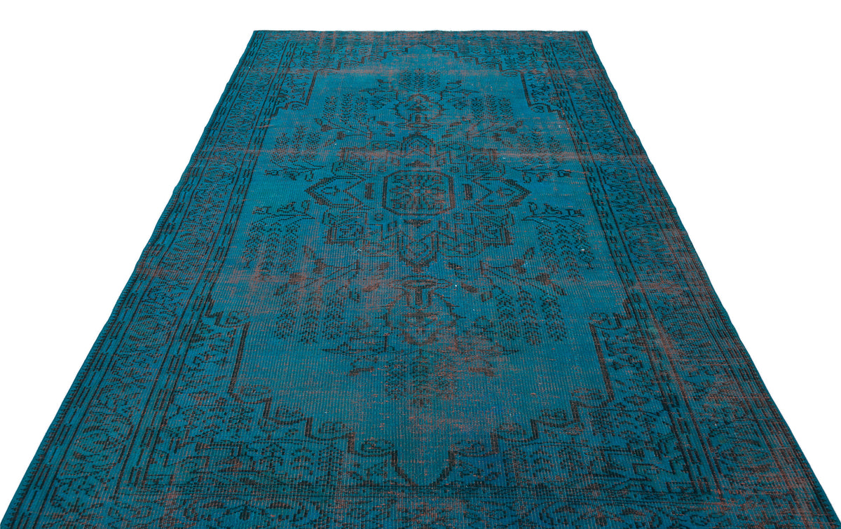 Traditional Design Blue Over Dyed Vintage Rug 5&#39;12&#39;&#39; x 8&#39;8&#39;&#39; ft 182 x 265 cm