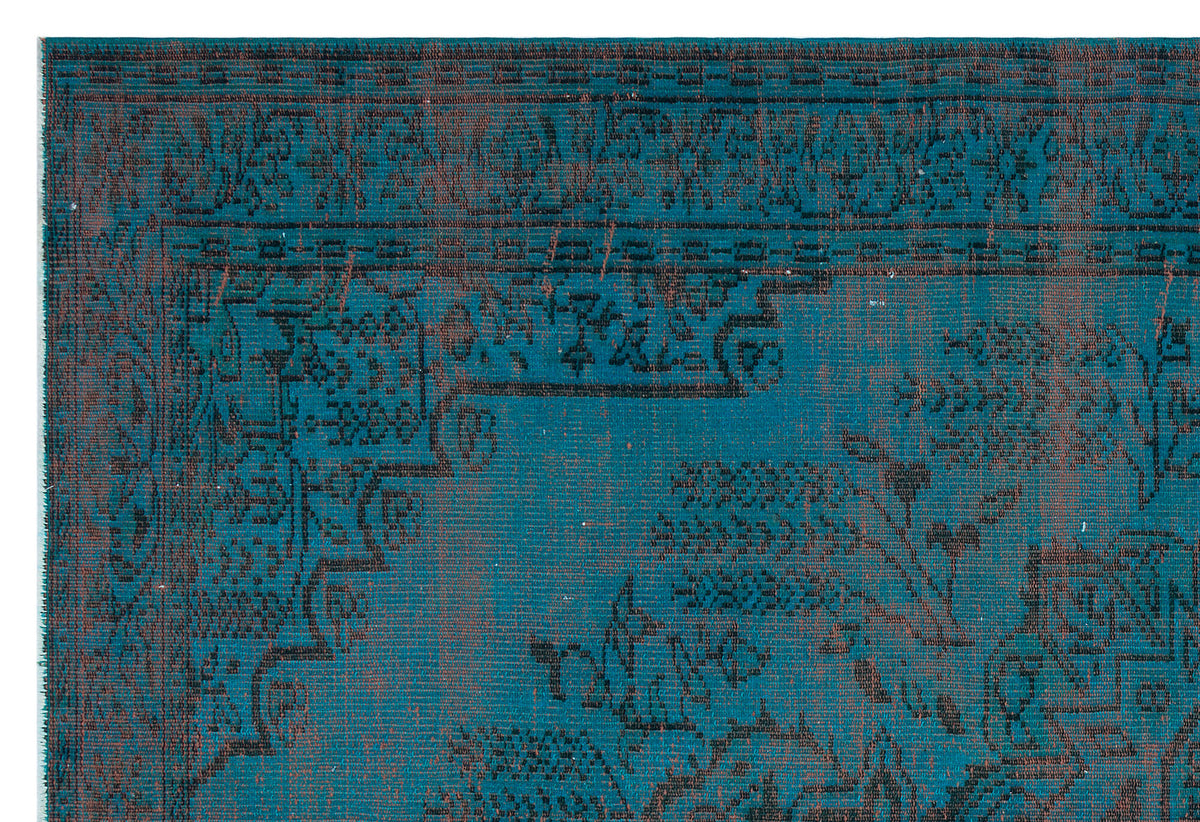 Traditional Design Blue Over Dyed Vintage Rug 5&#39;12&#39;&#39; x 8&#39;8&#39;&#39; ft 182 x 265 cm
