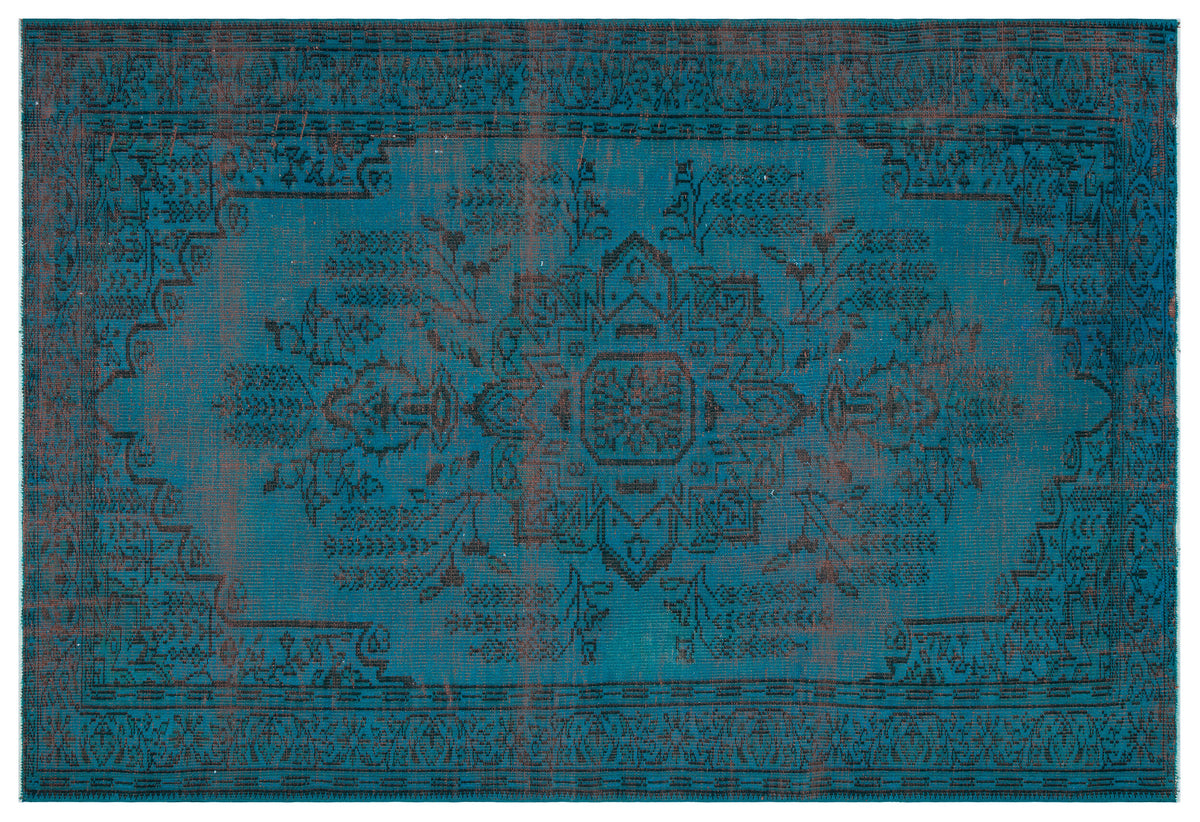 Traditional Design Blue Over Dyed Vintage Rug 5&#39;12&#39;&#39; x 8&#39;8&#39;&#39; ft 182 x 265 cm