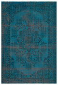 Traditional Design Blue Over Dyed Vintage Rug 5'12'' x 8'8'' ft 182 x 265 cm