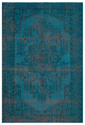 Traditional Design Blue Over Dyed Vintage Rug 5'12'' x 8'8'' ft 182 x 265 cm