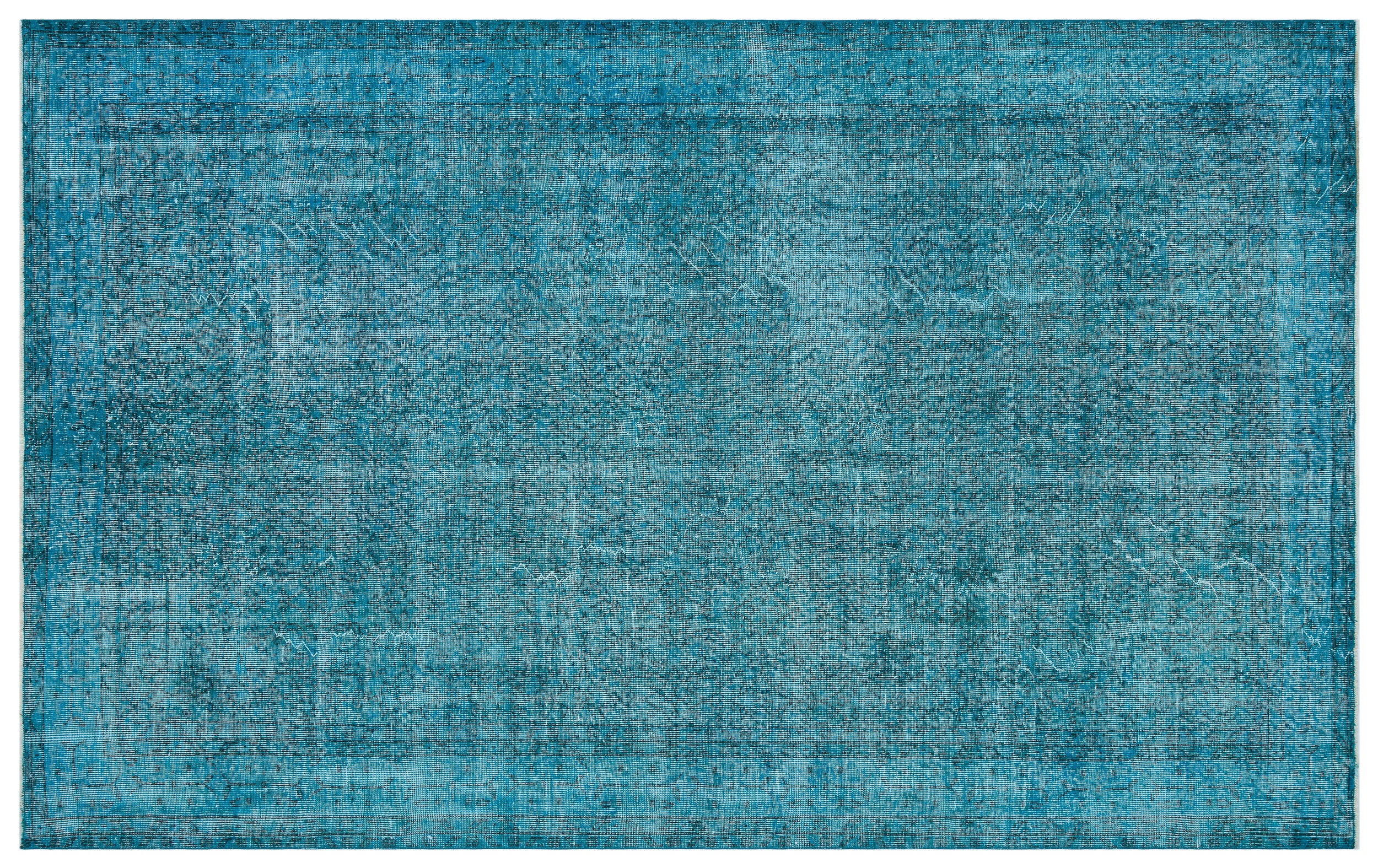 Turquoise Over Dyed Vintage Rug 6'4'' x 10'1'' ft 192 x 308 cm