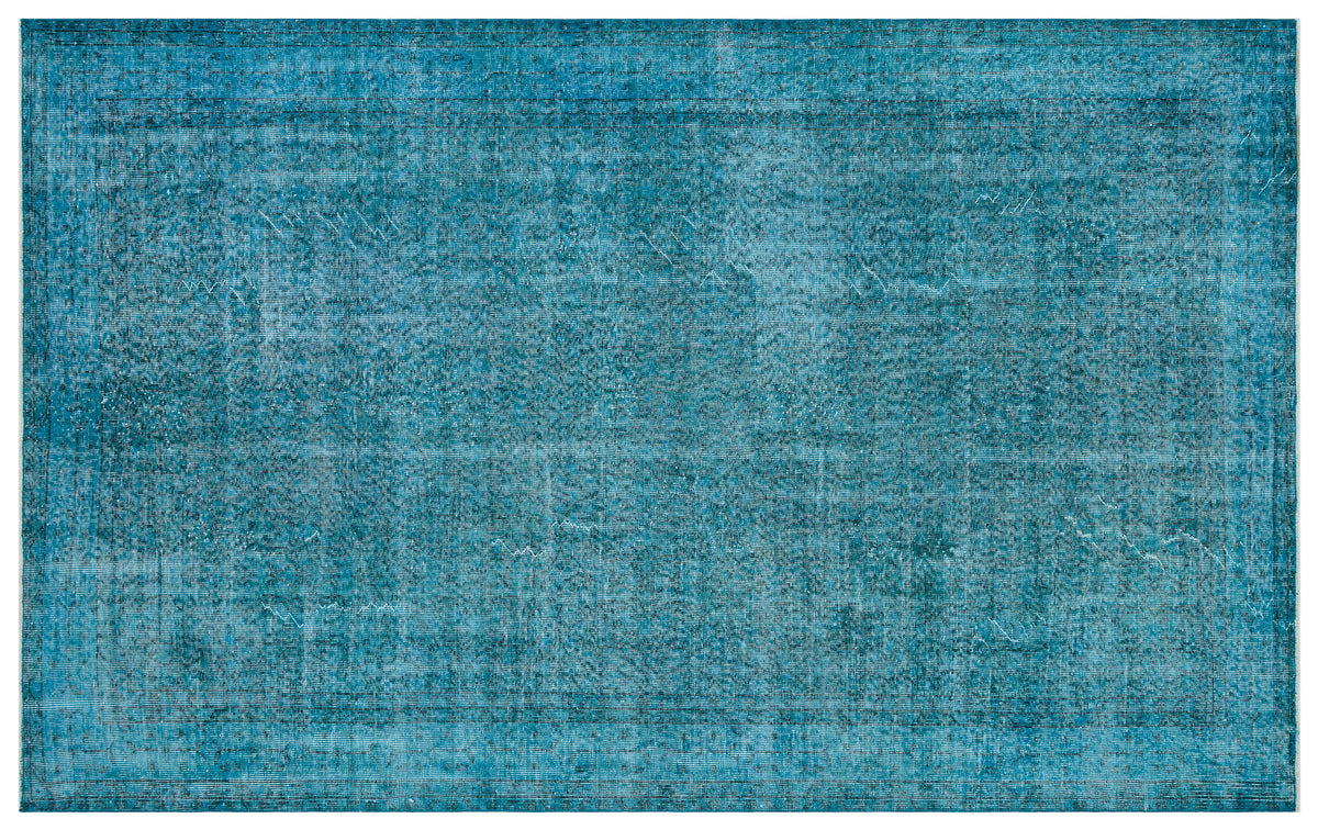 Turquoise Over Dyed Vintage Rug 6&#39;4&#39;&#39; x 10&#39;1&#39;&#39; ft 192 x 308 cm