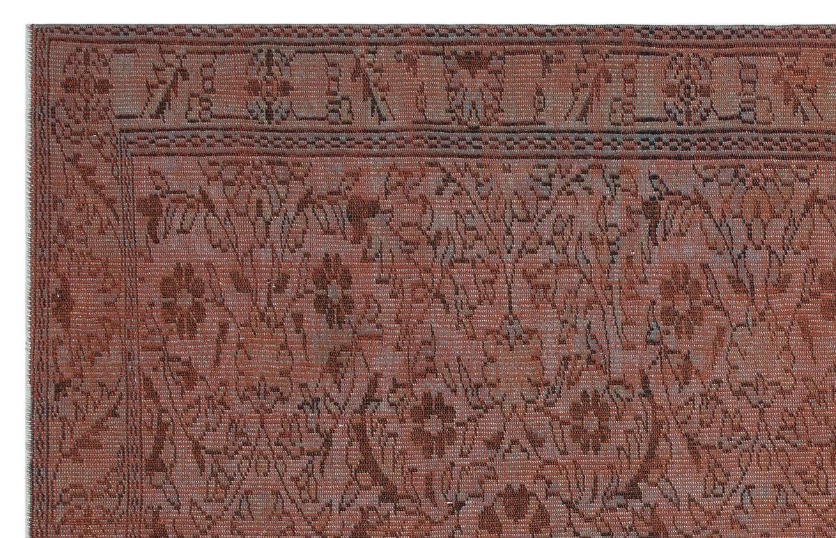 Brown Over Dyed Vintage Rug 6&#39;0&#39;&#39; x 9&#39;6&#39;&#39; ft 184 x 289 cm