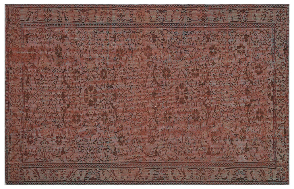 Brown Over Dyed Vintage Rug 6'0'' x 9'6'' ft 184 x 289 cm